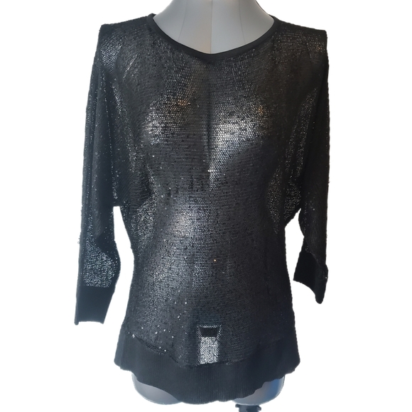Suzy Shier Black Sequin Knit Sweater – Size M - Picture 1 of 5